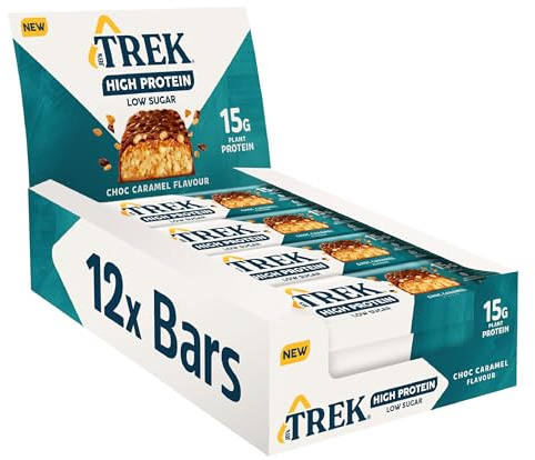 JB's TREK High Protein Low Sugar Choc Caramel Bar - Plant-based protein - High Fibre - 12 x 55g bars