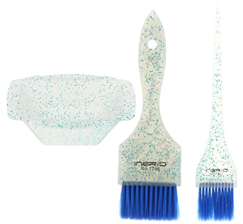 OFFIGAM Professionelles Haarfärbeschalen Satz Mit Pinsel Für Salon Und Zuhause Rutschfeste Haarfärbepinsel Mit Flexiblem Griff Blauer Haarfärbeschale Für Präzises Highlighting