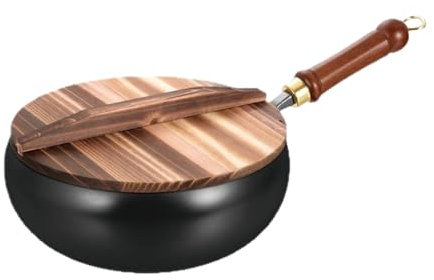 Pan De Wok Profundo - Valoir Salto Duradero, Sartén De Acero Al Carbono | Cuenco De Freír Sin Rayas Con Adhesión De Madera, No Recubierto Químico Y Gran Capacidad Para Platos Asiáticos Cocidos