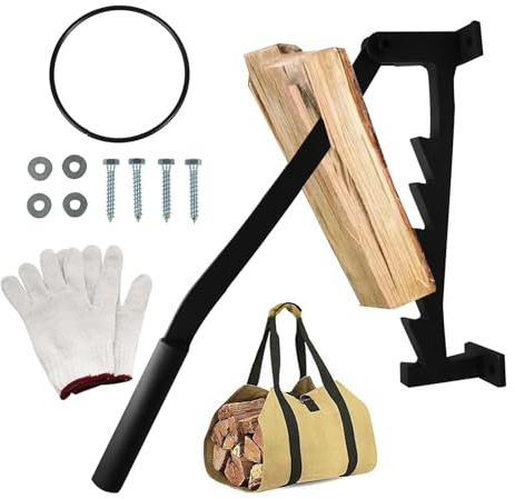 ACESOME Holzspalter Manuell, Wandhalterung Holz Spalten, Handholzspalter, Spanmesser, Wand Holzspalter für den Innen- und Außenbereich Inklusive Handschuhe, Schraubensatz, etc