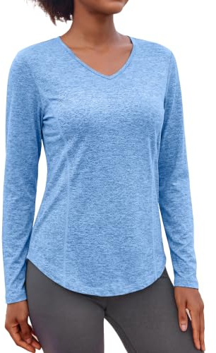 Gyabnw Damen Sport Langarmshirt Fitness Funktionsshirt Laufshirt | Atmungsaktives Meshmaterial, Schnelltrocknend und Atmungsaktiv, Für Fitness Yoga Laufen und Outdoor