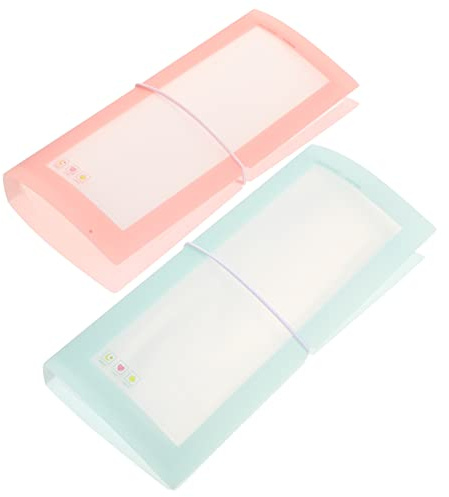 LOLIPPYY Sticker Organizer Large Capacity 2pcs Set Long Strip Sticker Display Book Macaron Colors Light Green Pink Collecting Album for Stationery Storage and Scrapbooking