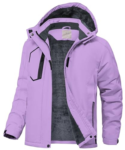 Zoofly Giacca Invernale Bambini Giacca da Neve Ragazze in Pelo Caldo Giacca da Sci Impermeabile con Cappuccio L(10-12) Viola