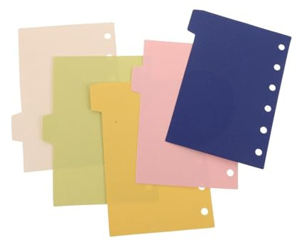 TOPBATHY Divisori per Raccoglitori ad Anelli A7, Set da 5 Fogli Divisori di Pagina con Linguette Colorate, Inserti per Planner e Quaderni Rilegati, Accessori Ufficio per Organizzazione
