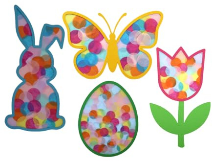 Always Amazing Fensterbilder aus Transparentpapier Bastelset -4er Set- | Basteln mit Transparentpapier | Fensterbilder Ostern | Tulpen basteln | Ostereier bunt