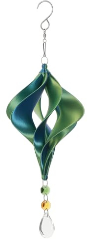 Shimmerz Twister Small Green Wind Spinner, Hanging Garden Ornament, Suncatcher, Indoor Outdoor Decoration