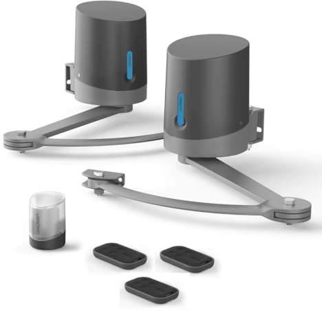 Avidsen Orane-SE Motorisation à Bras Portail Battant avec 3 Télécommandes | Jusqu’à 2,5 m/250 kg par battant, moteurs 24 V, 3 télécommandes, portée 80 m, retour obstacle, mode piéton