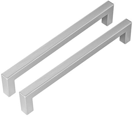 goldenwarm 20x Möbelgriff Stangengriff Edelstahl Gebürstet Schrankgriffe Schubladengriffe Küchenschrank Rohrbreite 12mmx12mm Bohrlochabstand 192mm Gesamtlänge 204mm