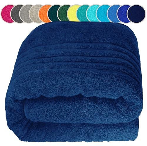 Lashuma Sauna Handtuch Männer 80x200 cm, London Badetuch XXL Baumwolle Blau - Marine