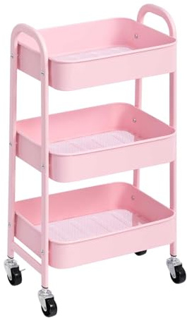 AGTEK Schminkwagen, beweglicher Rollwagen rose