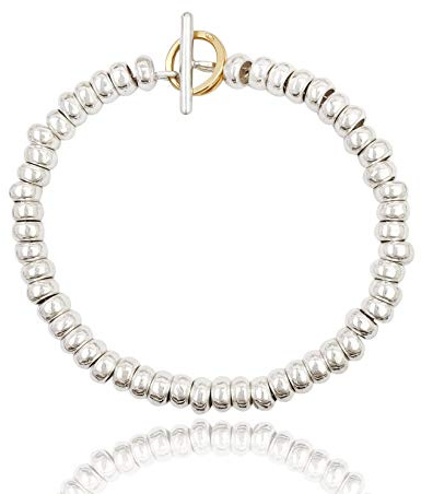 ViMon gioielli, Bracciale Rondelle in argento 925,chiusura anello brisè placcato oro giallo, lunghezza su richiesta