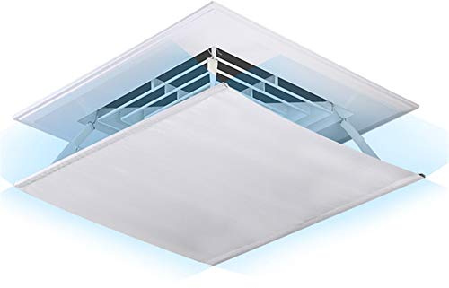 Liveinu Canvas Air Deflector Adjustable Reusable Heat and Air Deflector for Drop Ceiling Vents RV, Home HVAC, AC and Ceiling Registers Air Conditioner Deflector White 17.5x17.5 Inch