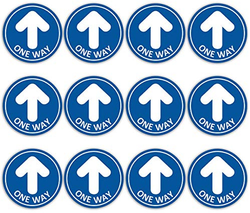 Abstand Halten Aufkleber Pfeil, TAOPE One Way Bodenaufkleber 31CM Floor Decals Selbstklebende Bodenschilder, Bitte Halten Sie Abstand Aufkleber Wetterfest Fussbodenaufkleber Blau -12 Stück