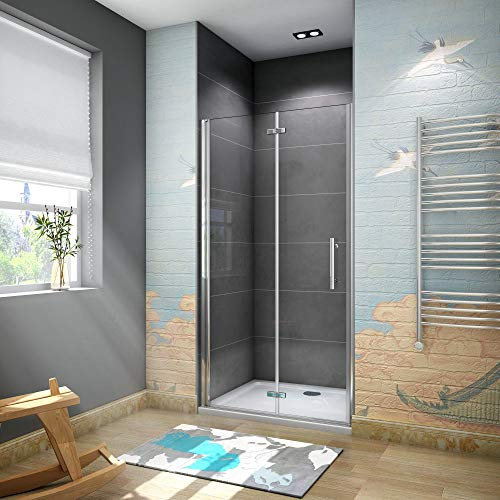 Porta Doccia Per Nicchia Battente e Pieghevole a Libro Vetro 6mm Temperato Trasparente Anticalcare 70x185cm