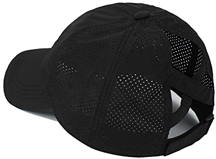 Hadwii Baseball Cap Damen Mesh Pferdeschwanz Baseball Hut Atmungsaktiv Sonnenhut Sonnenschutz Kappe Schnell trocknender Hut Einheitsgröße Kopfumfang 56-58cm,Schwarz