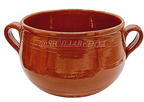 sicilia bedda - Couscoussiera Trapanese in Terracotta - Prodotto 100% Artigianale Come da Tradizione Trapanese (Diamentro 20 Centrimetri)
