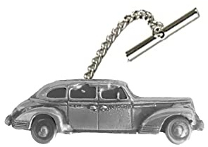 RefA7 Krawattennadel mit Kette, US Packard 160 Limousine 1940er 3D-Zinn-Effekt