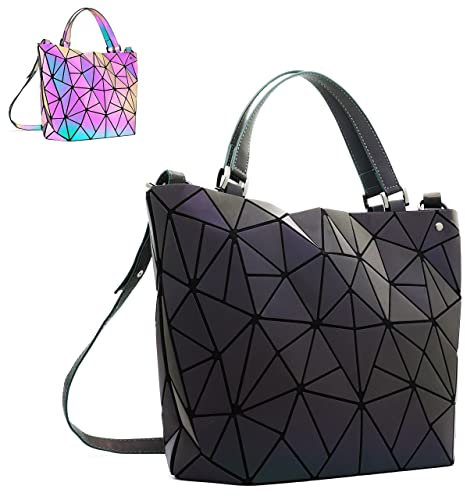 CAFINY Sac géométrique pour femmes - Sacs lumineux et sacs à main - Sacs réfléchissants - Sac bandoulière holographique (Moyen)