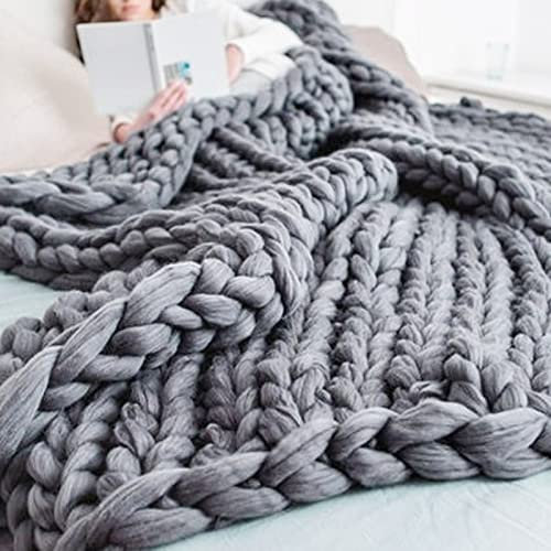 Bettüberwürfe, gestrickte Gewichtsdecke, grob gestrickte Decke, Garnfüllung – handgewebte geknotete Decken für Bett, Sofa, Stuhl, grobe Garndecke für Heimdekoration