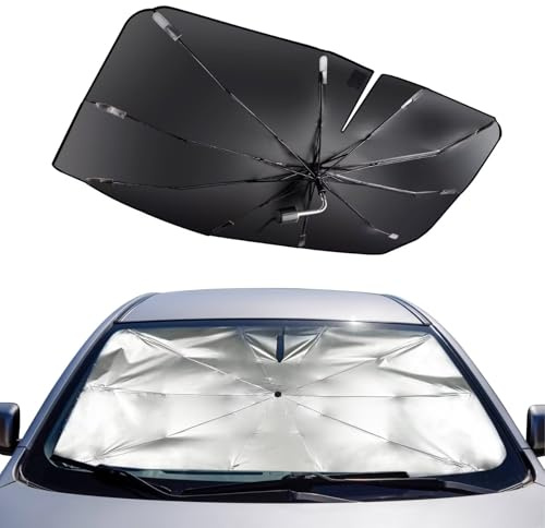 Mulor Pare Soleil Voiture Parapluie Pliable pour fenêtre Avant de Voiture Barre de Support Pliable 360°Rotable