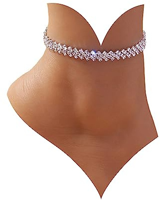 Wendalern Boho Tennis Cheville Bracelet en Argent Strass, Chaîne Losange CZ Diamant pour Femmes et Filles en Été
