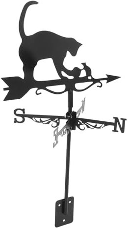 Toddmomy Girouette en Acier Inoxydable Indicateur de Direction du Vent pour Jardin Extérieur Décoration Solide Motif Chat et Souris Piquet de Jardin Résistant aux Intempéries