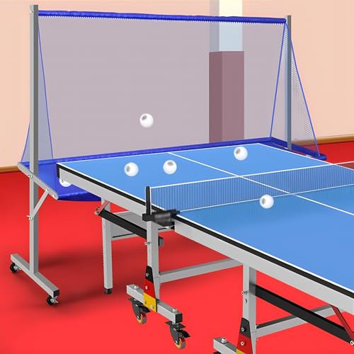Tischtennis-Ballfangnetz Profi Tischtennis-Ballfangnetz- Rollend Ping Pong Tischnetz, Ping Pong Auffangnetz für jeden Tisch von 72 bis 82in, Trainingsplätze Tischtennisball-Fangnetz-Sammler(Silver)