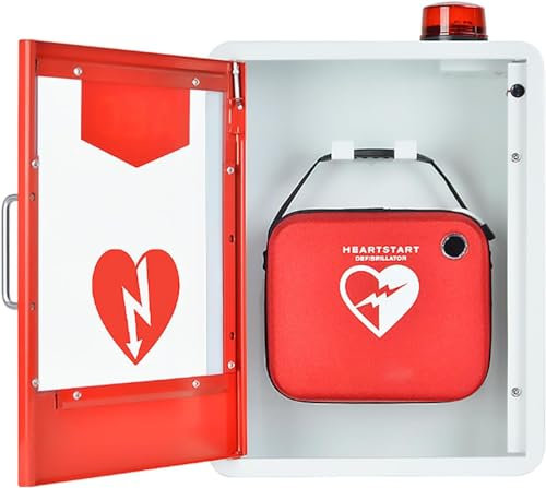 AED-Schrank, wandmontierter Erste-Hilfe-AED-Defibrillator-Aufbewahrungsschrank mit Alarmsystem und magnetischer Zugangskontrolle, 1,2 mm Stahl, für Zuhause, Büro, Krankenhaus, öffentliche Plätze