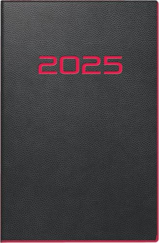 rido/idé Taschenkalender Modell partner/Industrie I (2025), 2 Seiten = 1 Woche, A7, 224 Seiten, PU-Einband, flexibel, schwarz