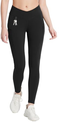 Baleaf - Jambières pour femme avec doublure en polaire et poches cargo, imperméables, à taille haute, thermiques, pantalons d’hiver pour la randonnée et la marche, Noir , M