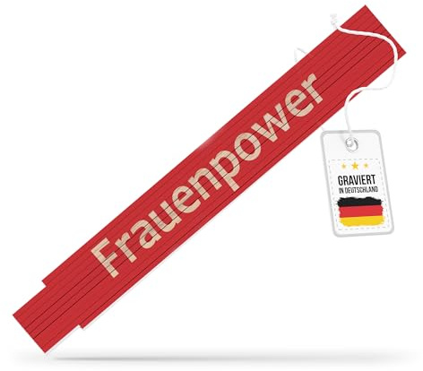 andSmile Zollstock rot - Meterstab mit Gravur Frauenpower - rotes Werkzeug für Frauen aus hochwertigem Buchenholz - Geschenk für Frau, Mama, zum Geburtstag, Muttertag