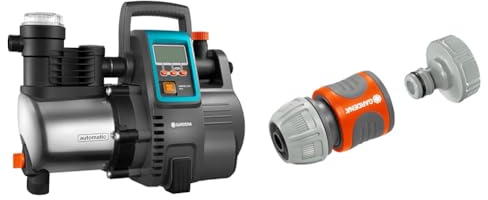 Gardena Premium Hauswasserautomat 6000/6E LCD Inox & Pumpen-Anschlusssatz: Schlauchkupplung zum schnellen Anschluss von 13 mm
