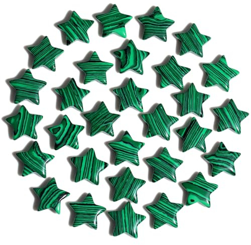 20 Stück Sternkristall, Grüner Malachit Steine Heilsteine Kristalle Set | AWARDSEN Grün Edelsteine Steine GlüCkssteine Kristall Star Crystal Geschenke für Frauen, Reiki Ornamente und Meditation