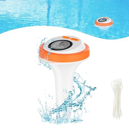 Digitales Poolthermometer, Schwimmend, Leicht Ablesbar, Schwimmendes Thermometer mit LCD-Anzeige, IPX8-Poolthermometer für Schwimmbäder, Whirlpools, Spa