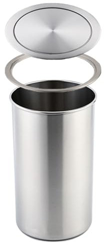JTWWDM Poubelle en Acier Inoxydable Argenté, Poubelle Encastrée avec Couvercle, Petite Poubelle avec Couvercle Rabattable, Passe Poubelle Intégré pour Salle Bain Hôtel Bureau,205mm 430