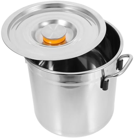 MAGICLULU Suppeneimer Kochtopf Kochpfanne Suppentopf Ramenkocher Edelstahl Suppentopf Tiefer Eintopftopf Großer Eintopftopf Großes Fassungsvermögen Suppentopf Silber 201