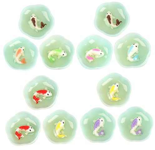 ERINGOGO 16 Stücke Miniatur Fisch Schüssel Ornamente Für Aquarium Und Puppe Mini
