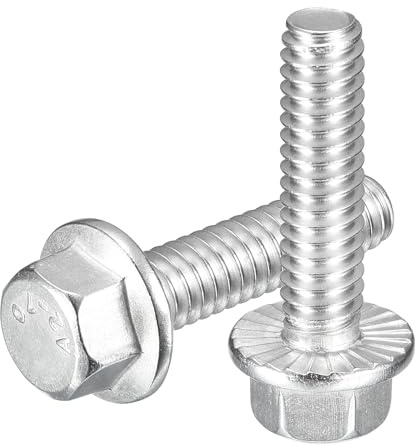 sourcing map 10Pcs 1/4-20 x 1 Flanged Hex Head Bolts, 304 Stainless Steel Flange Hexagon Screws, Flange Hex Drive Screws 5.8 Grade for Machinery Industry Home Appliances, Silver