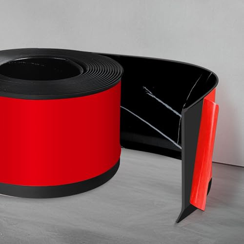 Rodapié de vinilo autoadhesivo flexible, 10 cm de ancho, impermeable, para baño, moldura de pared, moldura para base de suelo, base de cala, base de pared, piedra negra, 6 m (L)