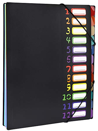 Cartelle a Soffietto Espandibili, Cartelle della Fisarmonica A4 12 Tasche Documenti File Organizer per Ufficio della Società Casa
