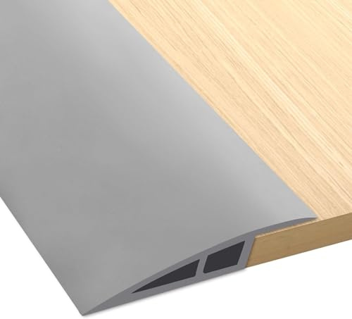 PVC übergangsprofil Selbstklebend, 1m/2m Boden Übergangsleiste übergangsprofil Höhenausgleich, Übergangsleiste Boden, Geeignet für Höhen von 12mm-15mm Übergangsschiene ohne Bohren (Grau, 1m)