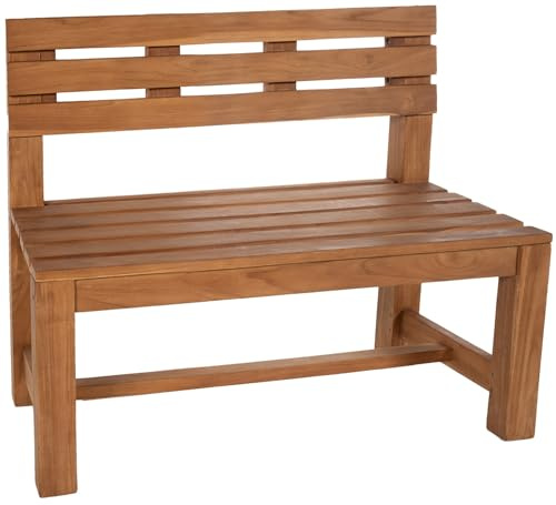 CLP Teakbank Augusta I Wetterfeste Holzbank mit Rückenlehne I Stabile Gartenbank aus massivem Teakholz, Farbe:Teak, Größe:120 cm