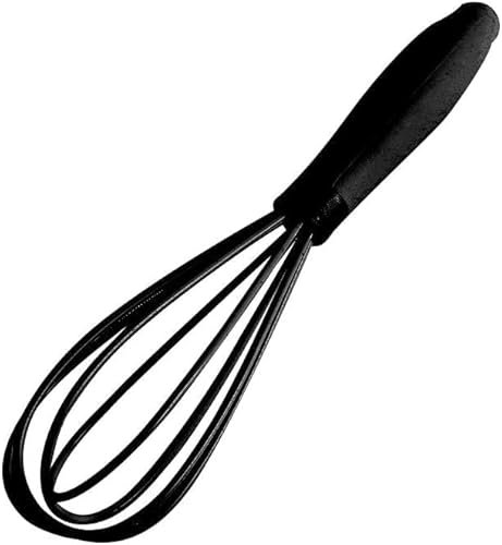 1 x schwarzer Mini-Silikon-Schneebesen, antihaftbeschichtet, Milch- und Eierschlägel, Hand-Eiermixer, Küchenbesen zum Kochen, Backen, Mischen, Rühren, 17 cm, Kochutensilien, Schneebesen, Küchen- und