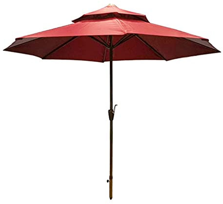 WDWDW Parasol de terrasse, 290 cm, Respirant, Double Dessus, imperméable, Parasol de Plage, Ouverture Facile à manivelle, Parasol d'extérieur pour Jardin, terrasse, arrière-Cour, Piscine