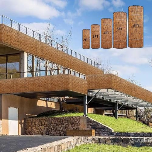 LRHELPBNR Valla De Caña Natural 4x1 M Cortina De Caña para Balcón Rollo De Valla De Caña para Patio Al Aire Libre Valla Pantalla De Caña Natural Decorativ(1.75x5m/5.7x16.4ft)