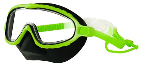 Kids Swim Goggles with Nose Cover Waterproof Anti Fog No Leak Child Snorkel Diving Mask Wide Clear View Soft Silicone Water Space Swimming Goggles for Children Boys Girls Age 4-16 for Pool Beach