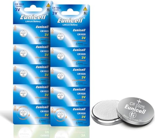 5 x CR1025 Eunicell 3V Lithium Coin Cell Button Batteries For Apple Airtags, Key Fobs, Home Devices, Fitness and Medical Accessories