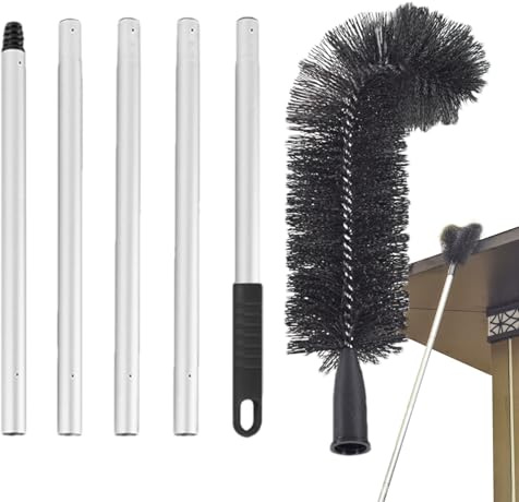 Detergente per grondaie, materiale a setole durevoli, strumento di pulizia per grondaie, strumento retrattile, testa curva, per una rimozione efficace di foglie, sporco grondaie