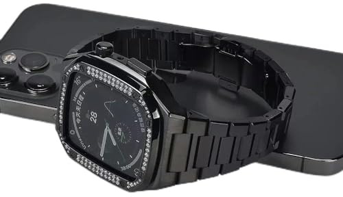 ORKDFJ Kit de modification de luxe pour boîtier de montre en métal, pour bracelet Apple Watch 45 mm, 41 mm/40 mm, 44 mm, iWatch Series 8 7 6 SE 5 4