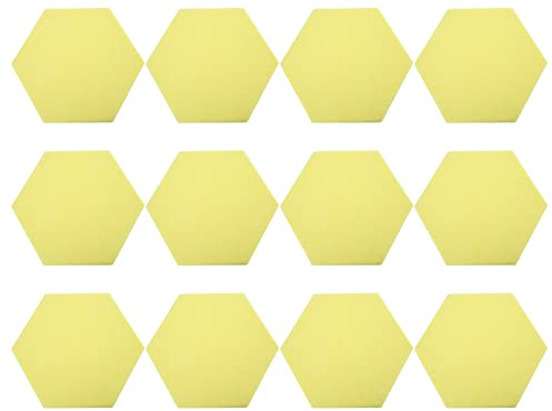 Mtlavishness Lot de 12 panneaux acoustiques hexagonaux adhésifs et insonorisants - Jaune clair (jaune)